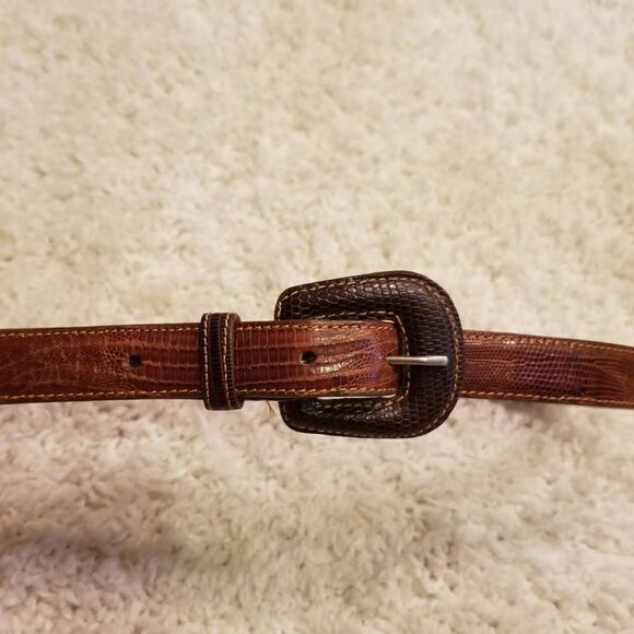 Vintage Lands' End Leather Belt Croc Embossed 28 - Picture 5 of 7